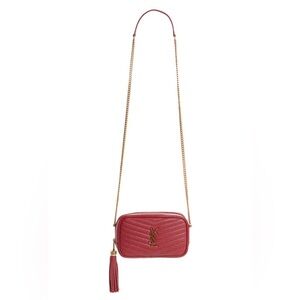 SAINT LAURENT Lou Mini Monogram Ysl Quilt Calf Camera Bag In Red